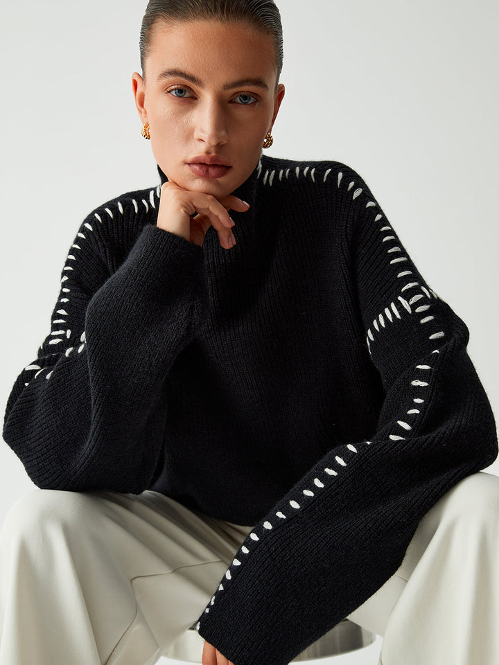 Alma | Oversize-Dolcevita svetr s Piqué detaily