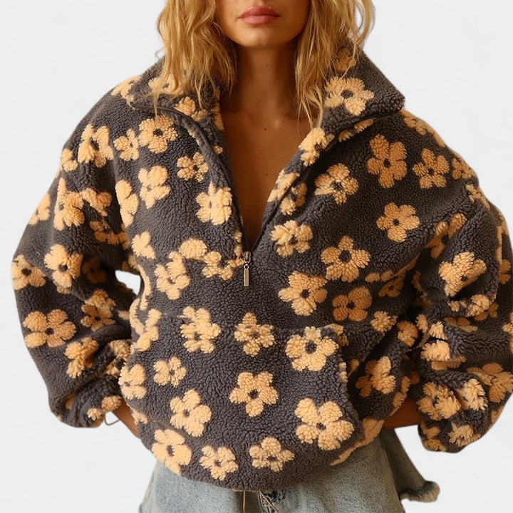 Daisy – Hřejivá fleece mikina s květinovým motivem