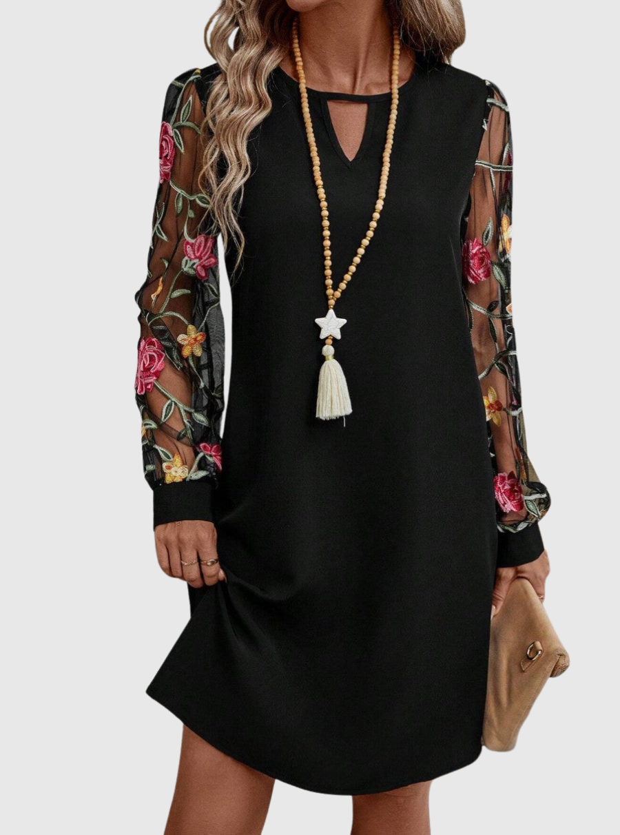 Zuzana | Elegantní šaty s výstřihem do V a výraznými rukávy