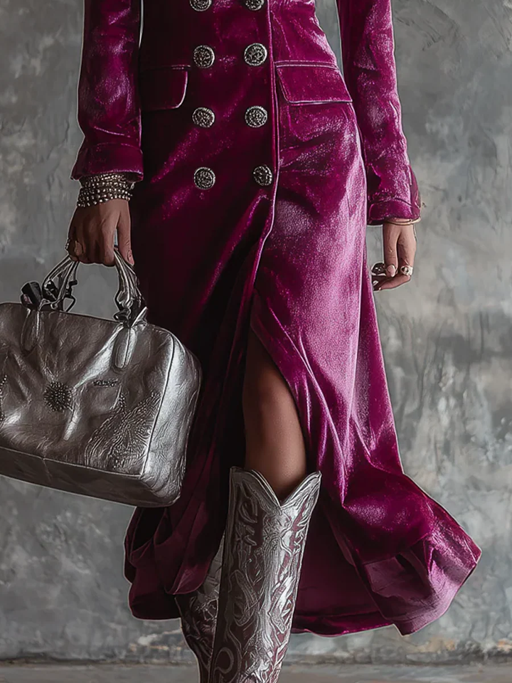 Vera | Velurové šaty Blazer Maxi