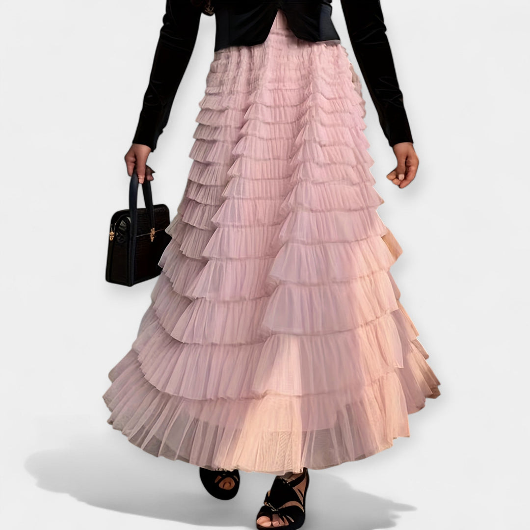 Kristýna - Elegantní Sukně s Tylovou Dekorativní Detail